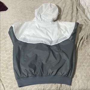 White and Gray Hooded Jacket